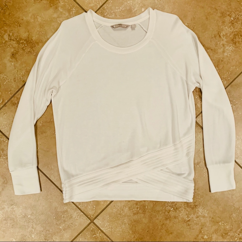 Ivory cross-hem Athleta sweatshirt